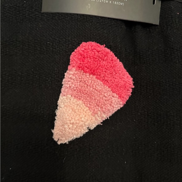 NWT Rachel Zoe Candy Corn Pink Black Throw Blanket Halloween Tassel Viral TikTok - Picture 6 of 7